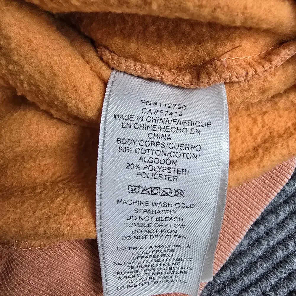 True Religion Mens Sweatshirt S Faded Coral Orange Logo Patch Crewneck Pullover